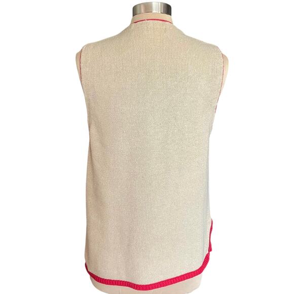 That's Me VTG Sweater Vest Embroidered Bobble Knit Button Front MED Cottagecore - Picture 5 of 9